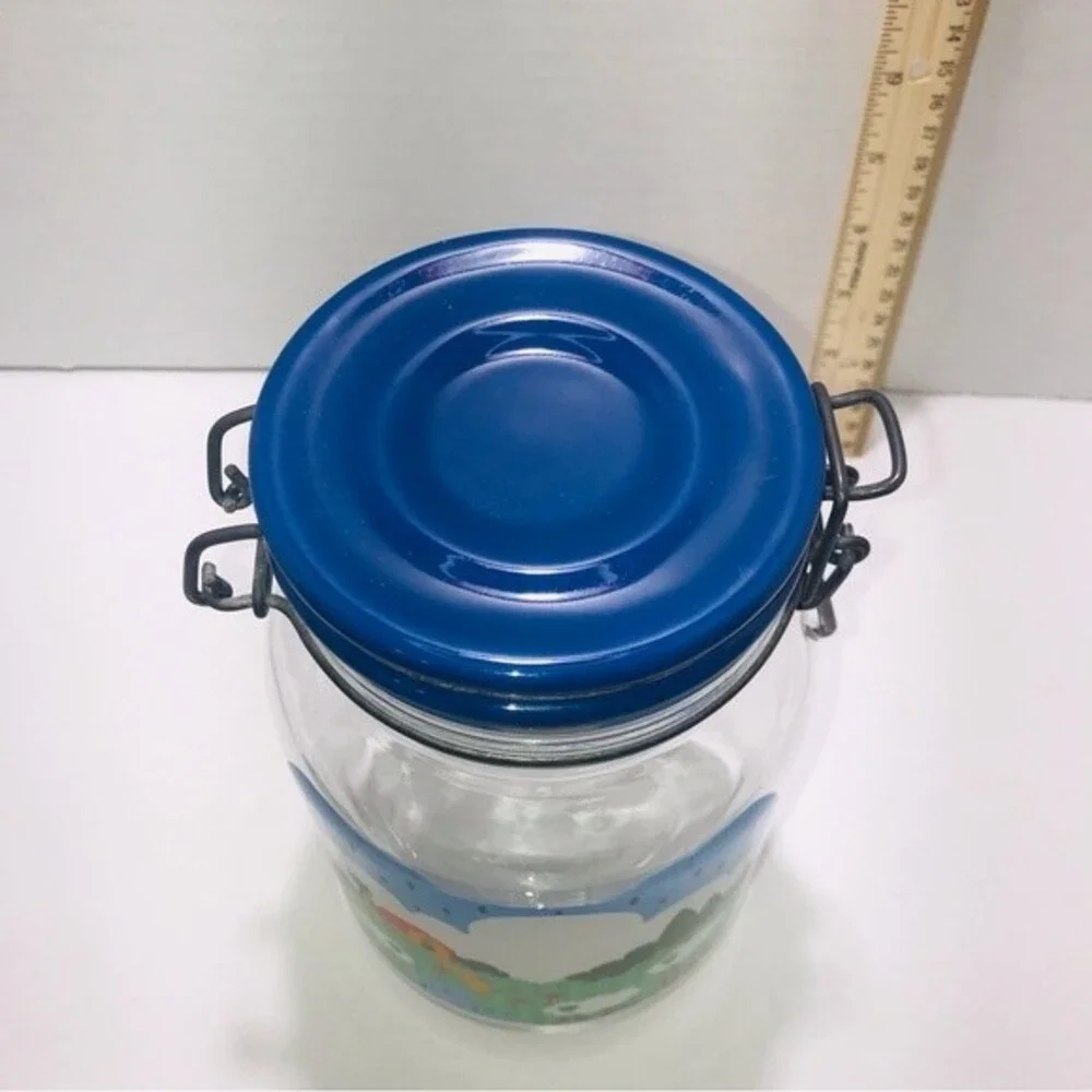 Anchor Hocking Vintage Glass Storage Container Bail Hinge Lid Farmhouse 1982